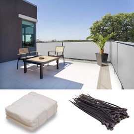 ShadeMart 4' x 24' White Fence Privacy Screen Windscreen Shade Fabric Cloth HDPE, 90% Visibility Blockage, with Grommets, Heavy Duty Commercial Grade, Cable Zip Ties Included (We Customize Size)