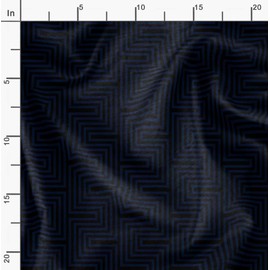 Soimoi Blue Velvet Fabric Square & Spiral Geometric Print Fabric by The Yard 58 Inch Wide