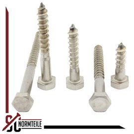 Pack of 25 Key Screws (Hexagon Wood Screws) – 8 x 80 mm – DIN 571 – Viennese Screws – Stainless Steel A2 V2A – SC571 SC-Normteile