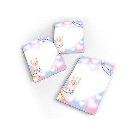 10 Mini-Notizblöcke je 25 Blätter DIN A7 Set Mitbringsel Gastgeschenk Mitgebsel zum Kindergeburtstag Motto-Party Fest Feier Event Reise Mädchen Teenies Mädels Schule Lama Herz rosa