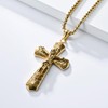 Aprila Men Wrench Cross Necklace,Stainless Steel Gold Crucifix Jesus Pendant