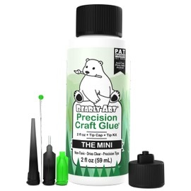Bearly Art Precision Craft Glue - The Mini - 2fl oz with Tip Kit - Acid Free Archival - Strong Hold Adhesive - Ideal for Fine Paper Crafting Scrapbooking and Card Making - Made in USA