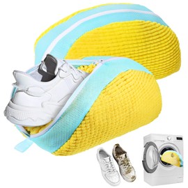 Shoe Wash Bag, Washing Machine, Pack of 2, Shoe Bag, Shoe Wash Bag for Washing Machine, Anti-deformation with Zip, Shoes, Laundry Bag, Mesh Shoes, Laundry Bag for Trainers (Sector Yellow)