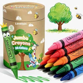 24 Colors Jumbo Crayons for Toddlers 1-3 2-4, Non-Toxic Washable Silky Crayons for Kids Ages 3-5 4-8 6-8, School Art Supplies, Classroom Must Haves, Ideal Coloring Set Gifts for Boys Girls