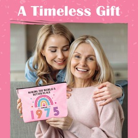 50th Birthday Gifts for Women - 50th Birthday Gifts Rainbow Pink Cosmetic Bags, 1974 Ideas Birthday Gifts for Women for Mum, Best Friend, Sister, Bestie, Funny 50th Birthday Gifts for Her