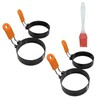 4‑Pack 3.5" Non‑Stick Round Egg Molds w/Silicone Handles, for Fried