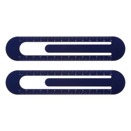 HARFINGTON 2pcs Straight Ruler 13cm Metric Bookmark Clip Ruler Metal Aluminum Alloy Scale on Both Sides Measuring Scale Tool for Measure Study Reading Classroom Office, Dark Blue