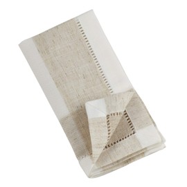 Fennco Styles Hommage Brodé Collection Cottage Lavender Embroidery Hemstitch Border Cloth Napkins 20 x 20 Inch, Set of 4 – Ivory Dinner Napkins for Wedding, Banquet, Tea Party and Home Décor