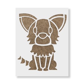 Cartoon Long Haired Chihuahua Stencil - Dog Art, Design Unique Stencil Art for Dog Enthusiasts, Pet Stencil
