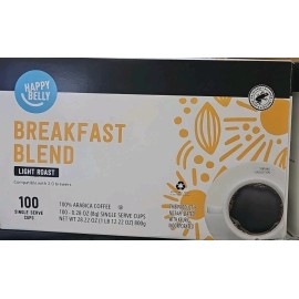 Happy Belly 100 Ct Light Roast Coffee Pods Breakfast Blend K-Cup Fall Sips!