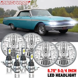 CHUSYYRAY 4pcs 5.75" 5-3/4inch Round LED Headlights Upgrade Fit Ford Galaxie 500 1962-1974