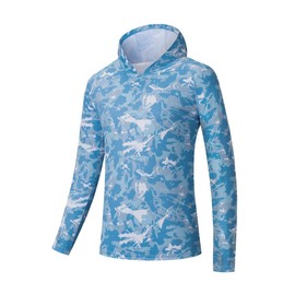 Willit Men's Sun Shirts UPF 50+ Rash Guard Long Sleeve Sun Protection Hoodie SPF UV Fishing Lightweight Athletic Ice Blue Camo L