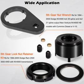 Bonbo 5th Gear Lock Nut Retainer Kit & 1/2" Drive Mainshaft 5th Gear Nut Wrench Suitable for 1994-2004 Dodge Cummins NV4500 Transmission (8-Pack)