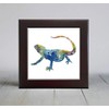 Bearded Dragon Lizard Blue Decorative Tile (4.25 X 4.25 Framed)