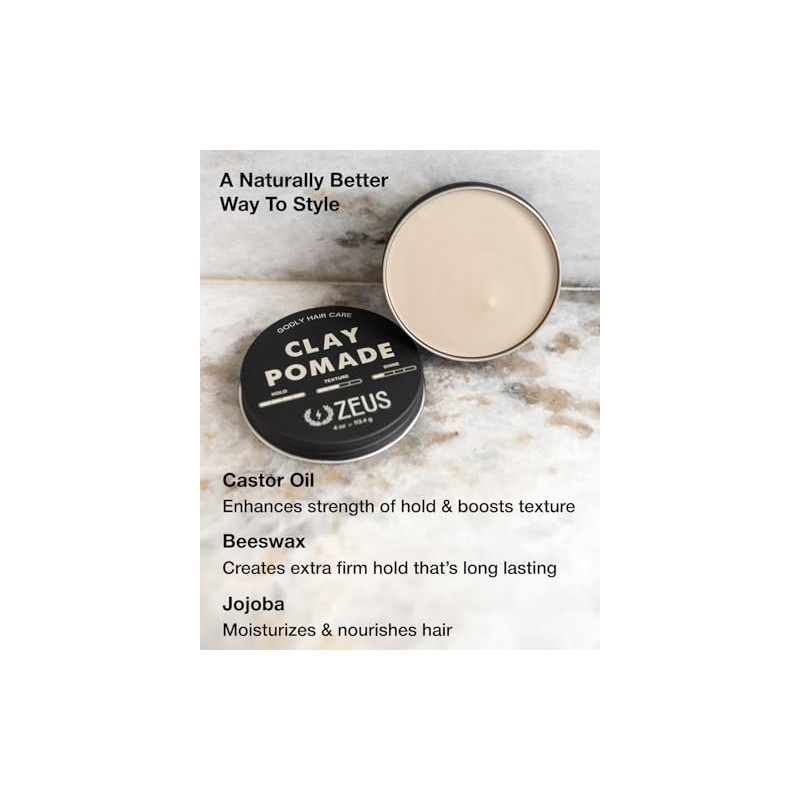 ZEUS Clay Pomade, Firm Hold, 4 Ounce