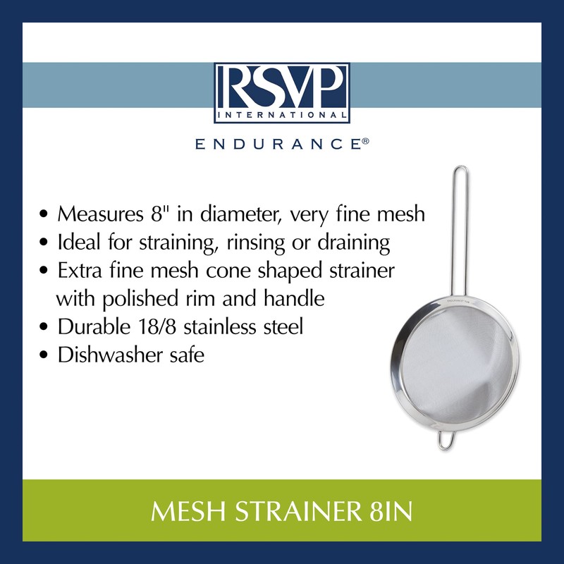 RSVP International Endurance Kitchen Collection, Stainless Steel Fine Mesh Conical
