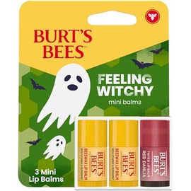Burt's Bees Feeling Witchy Halloween Minis Classic - Juego de regalo de bálsamo labial teñido de cera de abeja y dalia roja, cuidado labial 100% de origen natural, 3 tubos, 0.049 onzas (el paquete