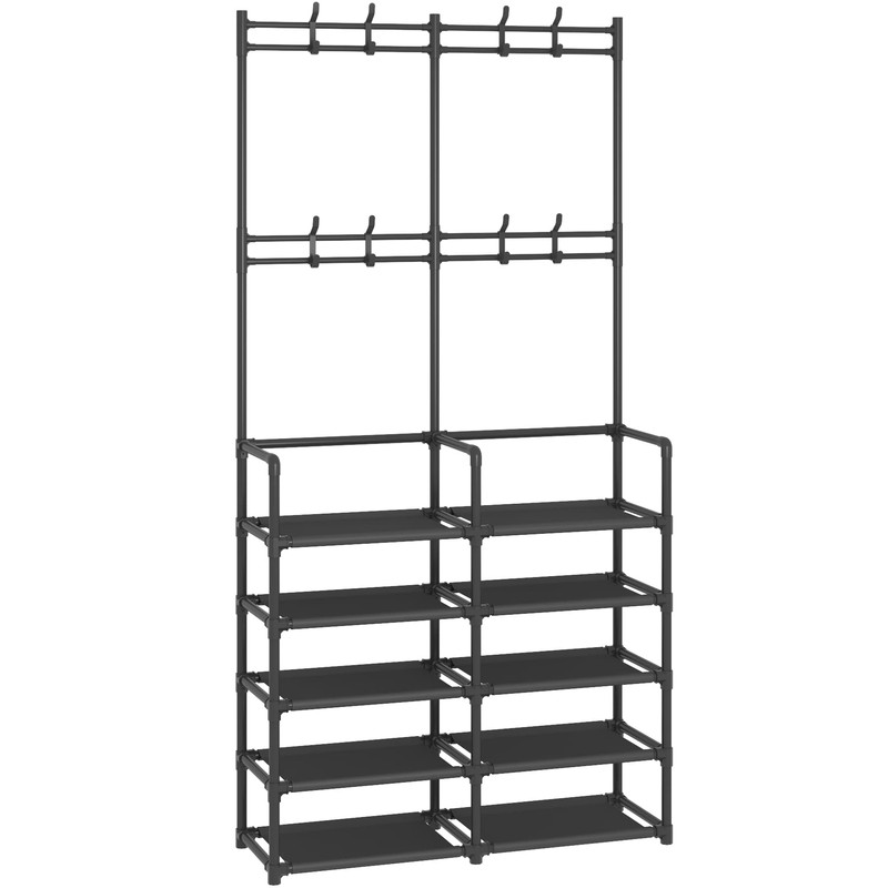 Laiensia 5-Tier Entryway Coat Rack, Coat and Shoe Rack, Entryway