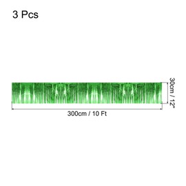 sourcing map Foil Fringe Garland 10Ft Green Metallic Tinsel Streamers for Christmas New Year Birthday Party 3 Pcs