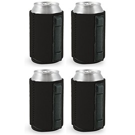 Magnetic Neoprene Can Coolie (4 Pack Black)