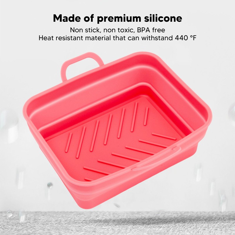 2Pcs Fryer Liner Heat Resistant Silicone Groove Design Easy to