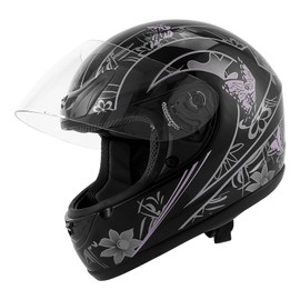 TCT-MOTORPARTS Adult Motorcycle Flip Up Full Face Helmet Street Dirt Bike ATV Helmets White Pink Butterfly Helmet