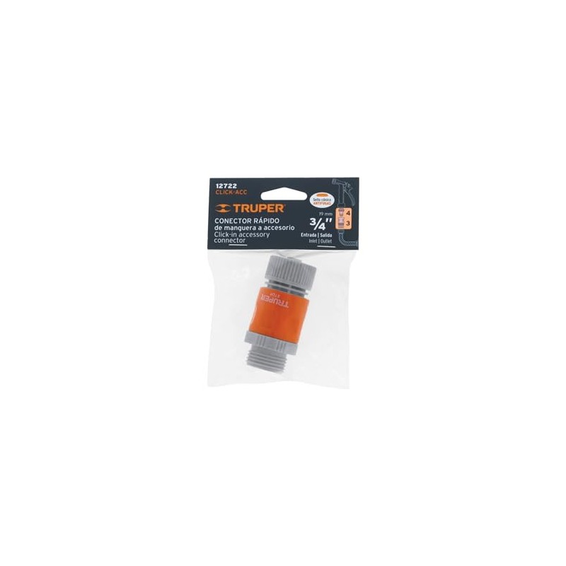 Truper CLICK-ACC, Conector rápido, manguera-accesorio, 3/4"