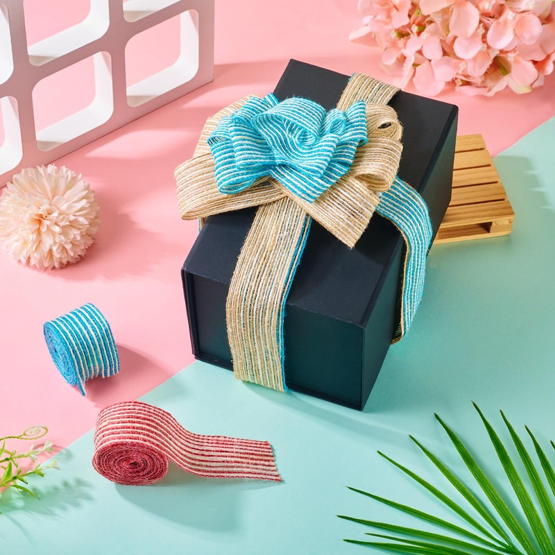 Pandahall 13.12 Yards Colorful Natural Burlap Ribbon 1-1/8 inch Wide