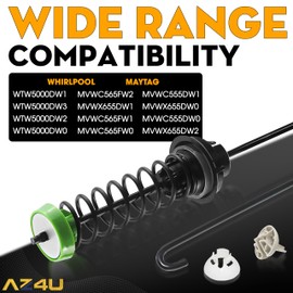 For Whirlpool WTW5000DW1 WTW5000DW3 WTW5000DW2 WTW5000DW0, For Maytag MVWC565FW2 MVWX655DW1 MVWC565FW1 MVWC565FW0 MVWC555DW1 MVWX655DW0 MVWC555DW0 MVWX655DW2 Replaces Washer Suspension Rod (4PC)