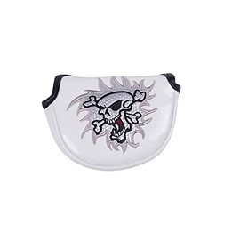 Golf Head Cover Golf Putter Cover Odyssey Red Small Mallet with Magnet (Skull White)