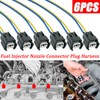 6 Pcs 2 Wires Fuel Injector Nozzle Connector Wiring Harness