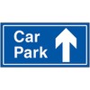 V Safety Car Park Arrow Up Blue Sign - 300x150mm