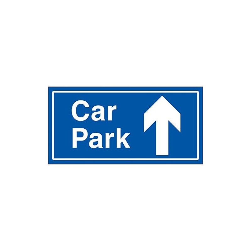 V Safety Car Park Arrow Up Blue Sign - 300x150mm