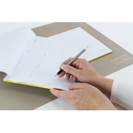 Dany Marcus Notepad with Gold Cut, Weekly Planner, Gift Office, Desk Calendar with Gold, DIN A4 Landscape, 60 Sheets
