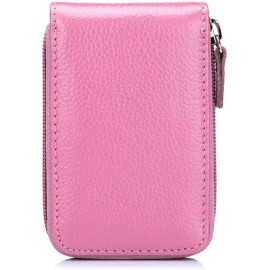 Unbranded Women Leather Credit Card Holder RFID-Blocking Zip Pocket Wallet with ID Window