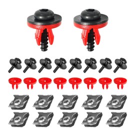 10 Sets T30 Engine Splash Shield Guard Undertray Cover Screws Bolt Nut Clip, T30 Engine Undertray Screws Kit Compatible with Focus Escape Explorer C-Max Transit Connect