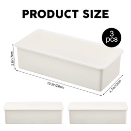 3Pcs Flatware Tray with Lid and Drainer, Plastic Silverware Storage Container for Kitchen Drawer and Countertop, Dishwasher-Safe Covered Cutlery Utensil Holder for Home RV Camping & Travel