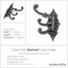 Antique Iron Triple Swivel Hat and Coat Hook