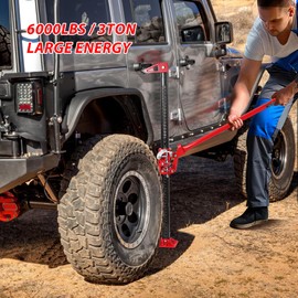 Heavy Duty Farm Jack 48 Inch, 3 Ton(6000 Lbs) Capacity, Ratchet Off-Road Recovery Jack with Steel Frame, 5.12''-40'' Adjustable Lift Range, for Trucks, SUVs & Farm Equipment