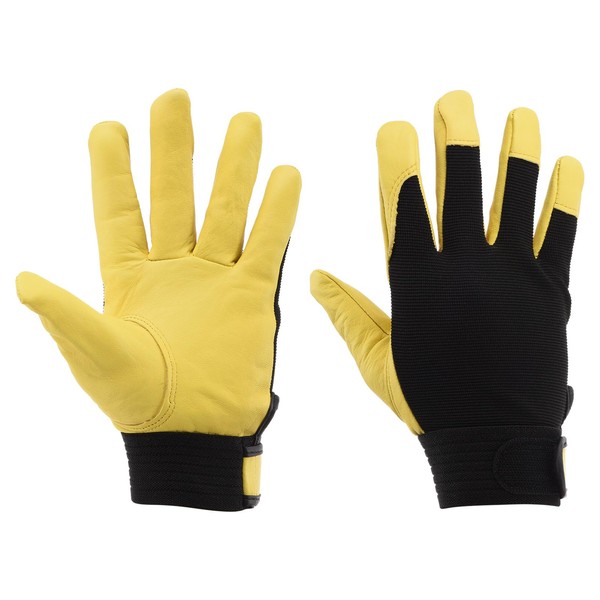 MECCANIXITY Goatskin Leather Work Gloves with Hook and Loop, Breathable