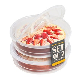 Mission Gallery 2 Pack Plastic Pie Carrier with Lid and Handles - Airtight Cover, BPA Free Container for Pies and Pastry Products - Round Keeper Keeps Cookies, Muffins, Cupcakes, Bakery Fresh