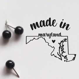 Small Made in Maryland Rubber Stamp - 1-3/16 Size - Maryland Residents & Makers - Made in MD Stamp for Crafting, Scrapbooking, and Personalization - Lovingly Made in Maryland