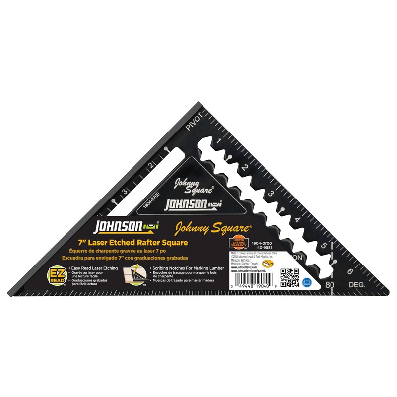 Johnson Level & Tool 1904-0700 Johnny Square Professional Easy-Read Aluminum