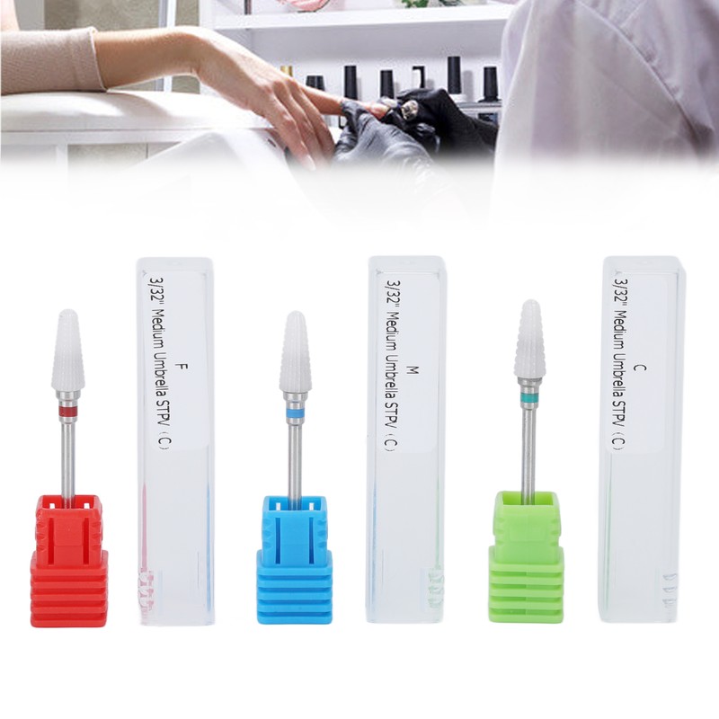 3pcs Ceramic Nail Drill Bit Set Gel Removal Nail Polishing