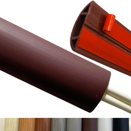 BEIEBIJOB 3.3ft Self Adhesive Floor Cord Cover,Heavy Duty Soft PVC Cable Protector and Extension Cord Hider,Cord Management System to Hide Wires on Floor,Cable Cavity:0.61" (W) x 0.32" (H) Brown