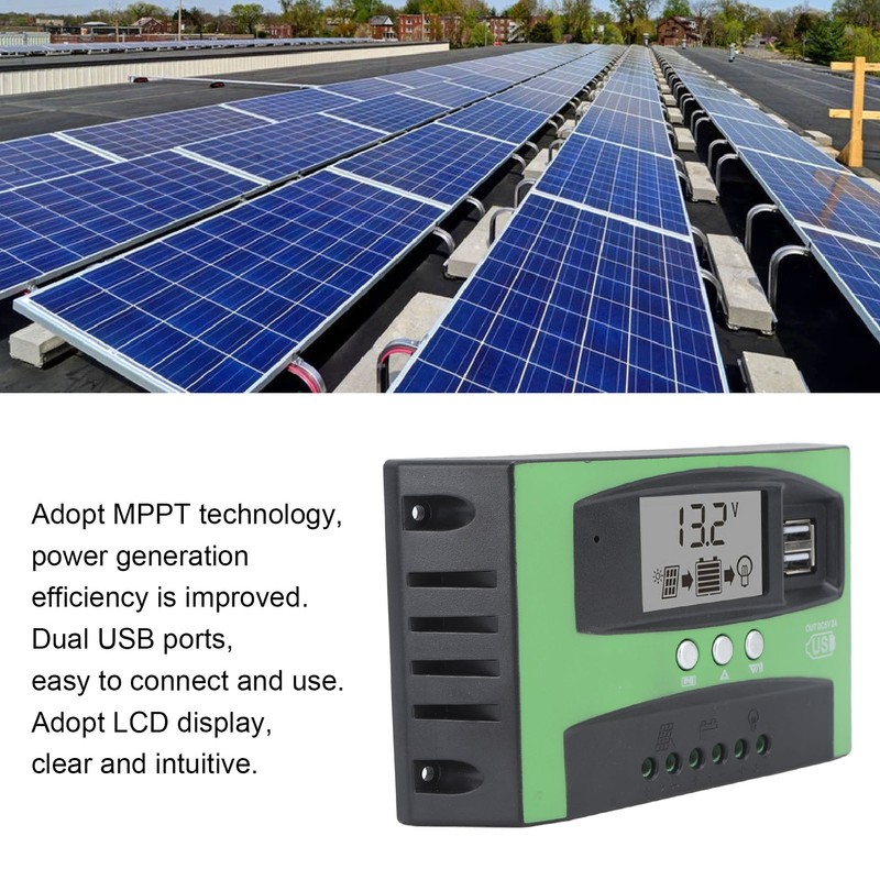 Solar Charge Controller with Dual USB Port 12V 24V MPPT