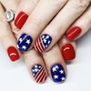24Pcs 4th of July Press on Nails Short Square Fake