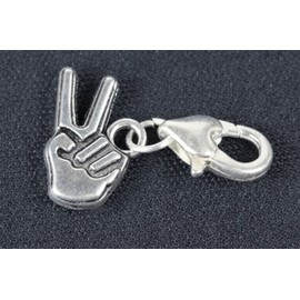Miniblings Peace Hand Charm Pendant for Bracelet Wristlet Fingers Victory V Sign