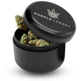 PURPLE LEGACY Premium Container Made of Aluminium Tin, Waterproof, Airtight, Diameter 63 x 45 mm, UV Light Protected, Odourproof (Black Large)