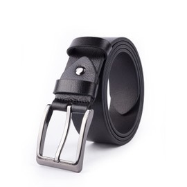 BOYD Men’s Belt Genuine Leather Belt 1.5" Wide Casual Jean Belt for Men with Classic Buckle, Black, US:44 / EU:120